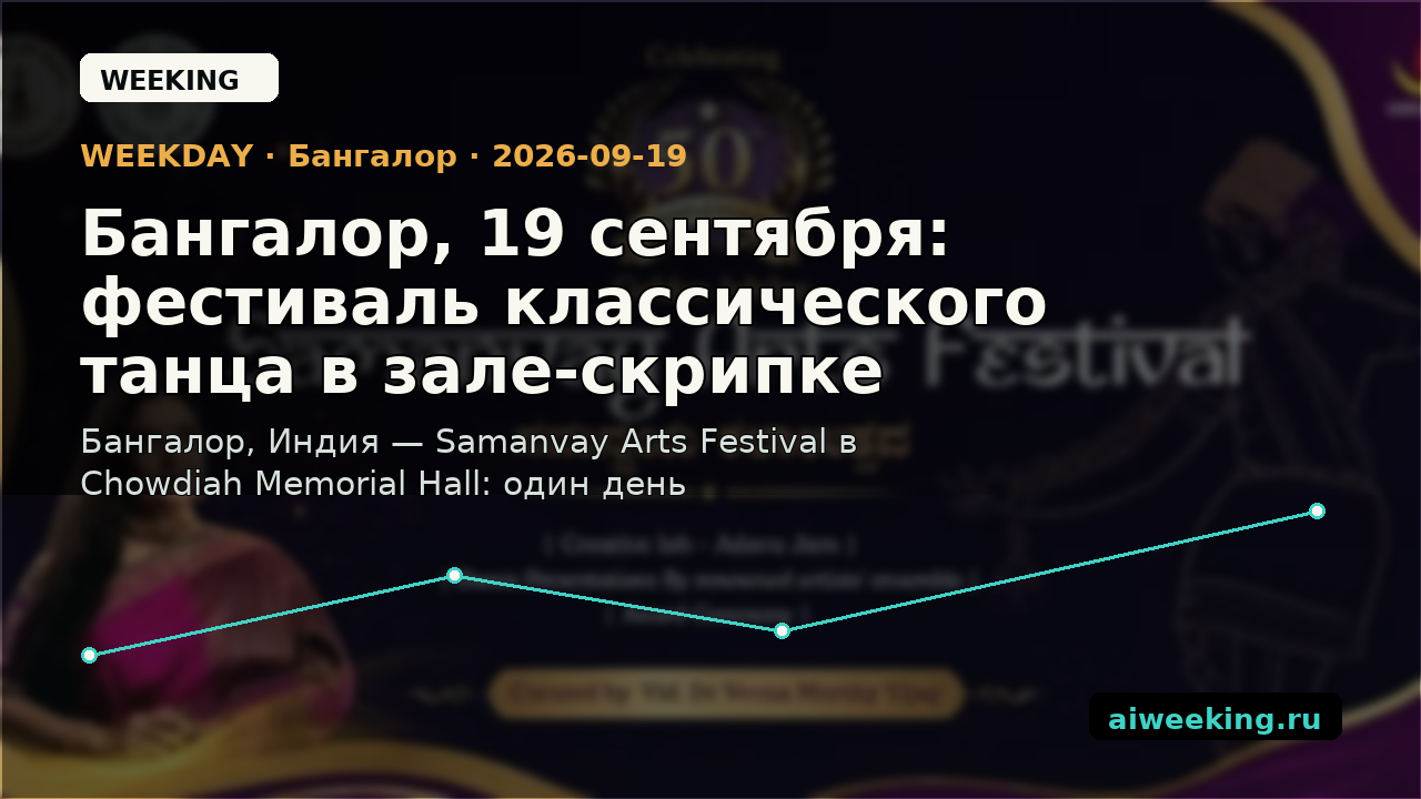 Бангалор, 19 сентября: фестиваль классического танца в зале-скрипке